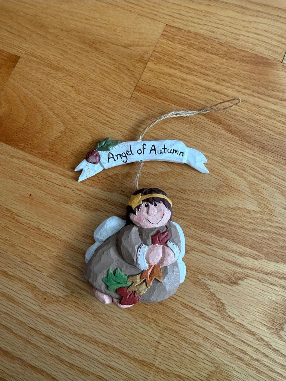 Angel of Autumn Hanging Ornament - Neutral and White